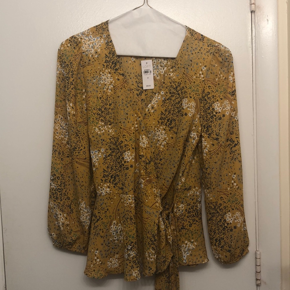 NWT Loft Yellow Patterned Blouse